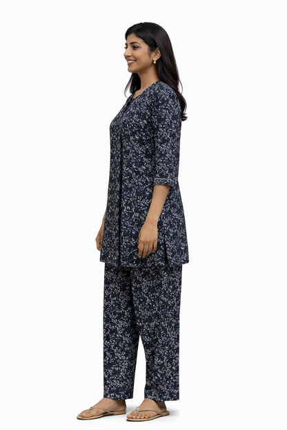 CORD SET - BOTINICAL VINE PRINT PATTERN - BLACK - CS17