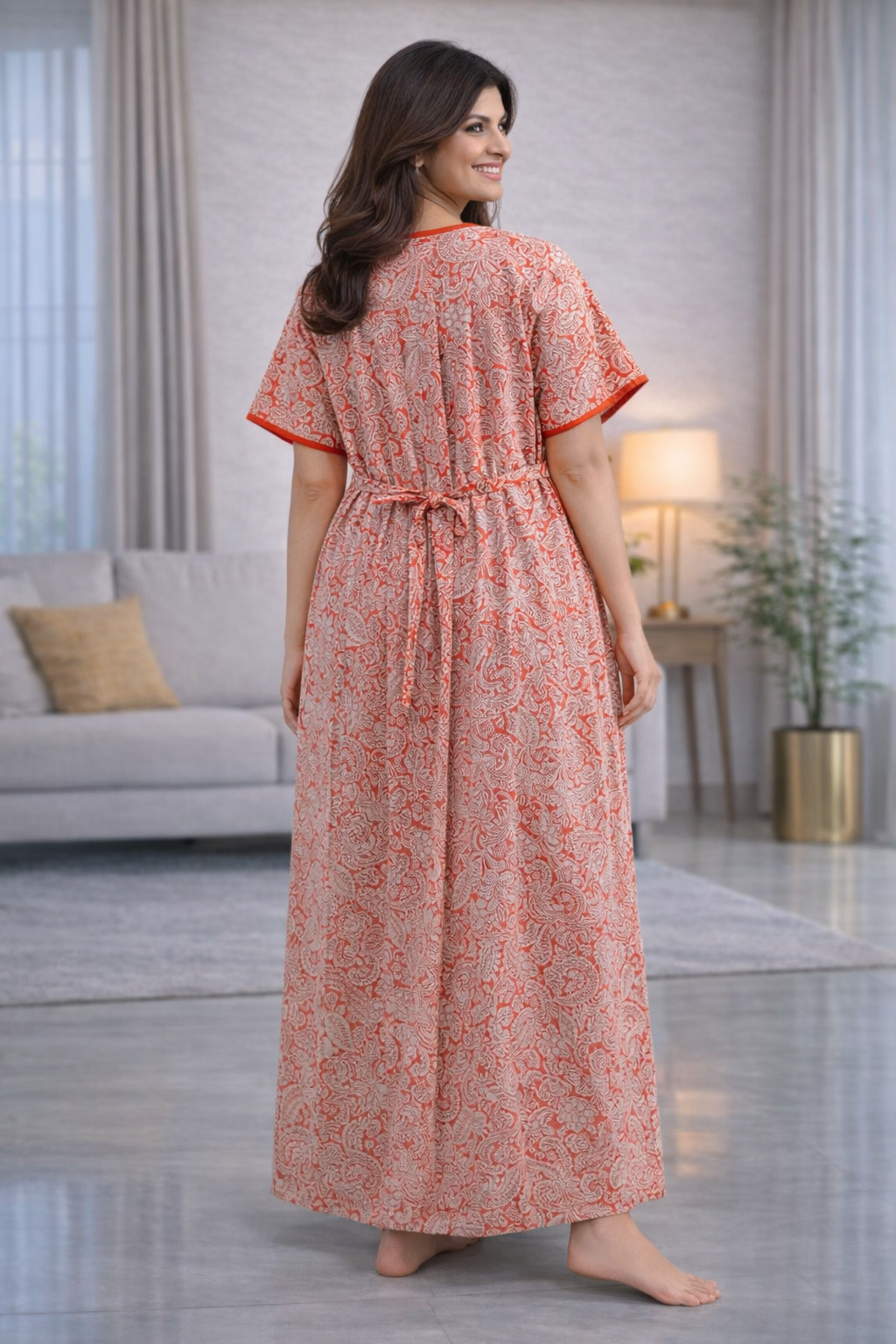 A - line Belt pattern XXL - Koiri & Paisley print - Crimson - 605B02