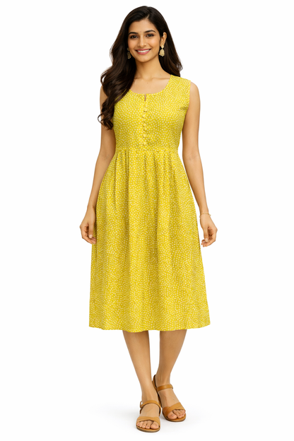 TUNIC PATTERN DOT PRINT- YELLOW 201F
