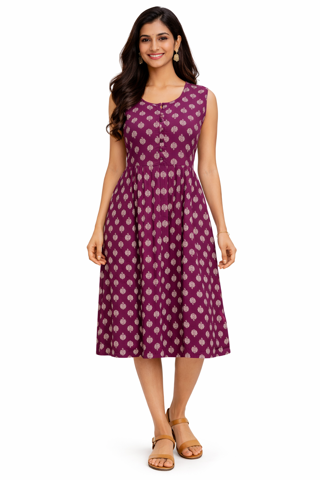 TUNIC PATTERN MOTIF PRINT - VIOLET 201F