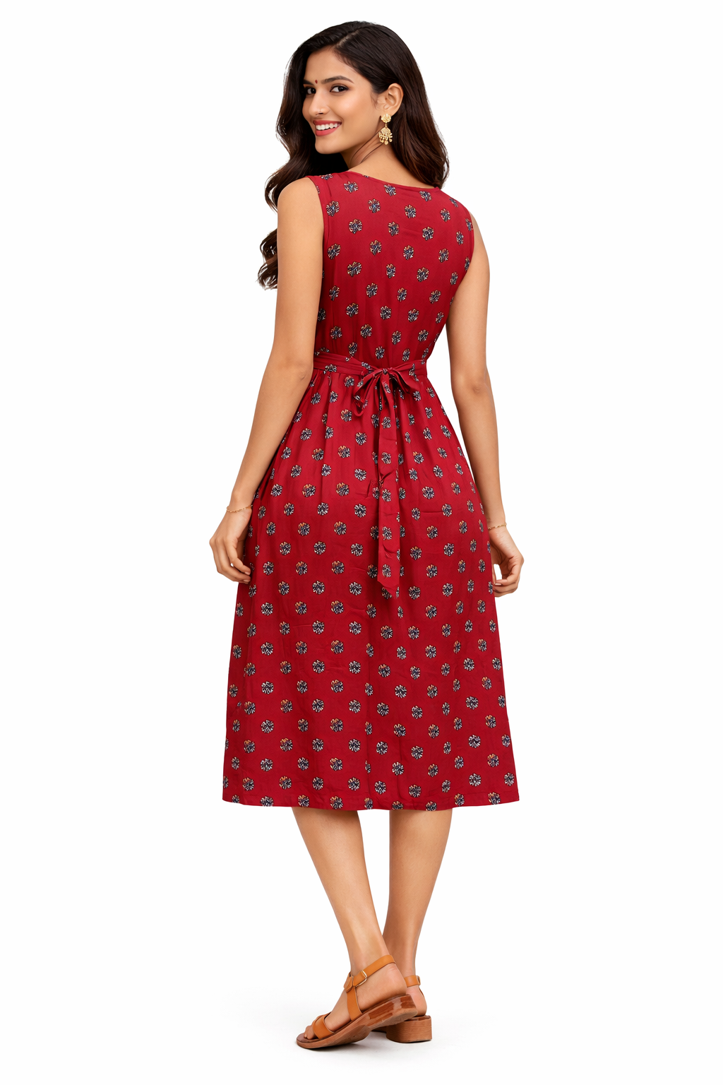 TUNIC PATTERN LOTUS PRINT - MAROON 201F