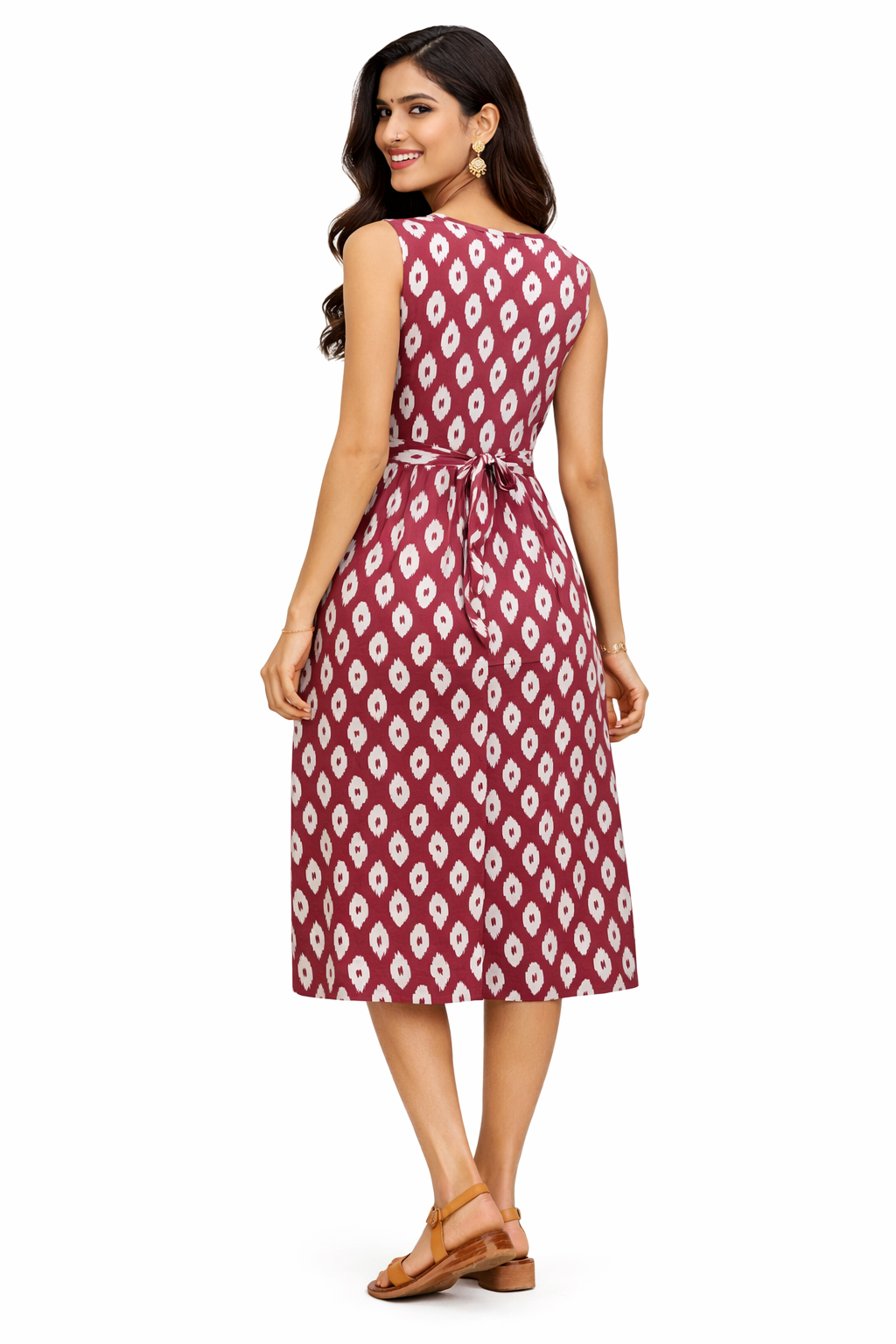 TUNIC PATTERN BIG IKKAT PRINT - LIGHT BROWN 201F