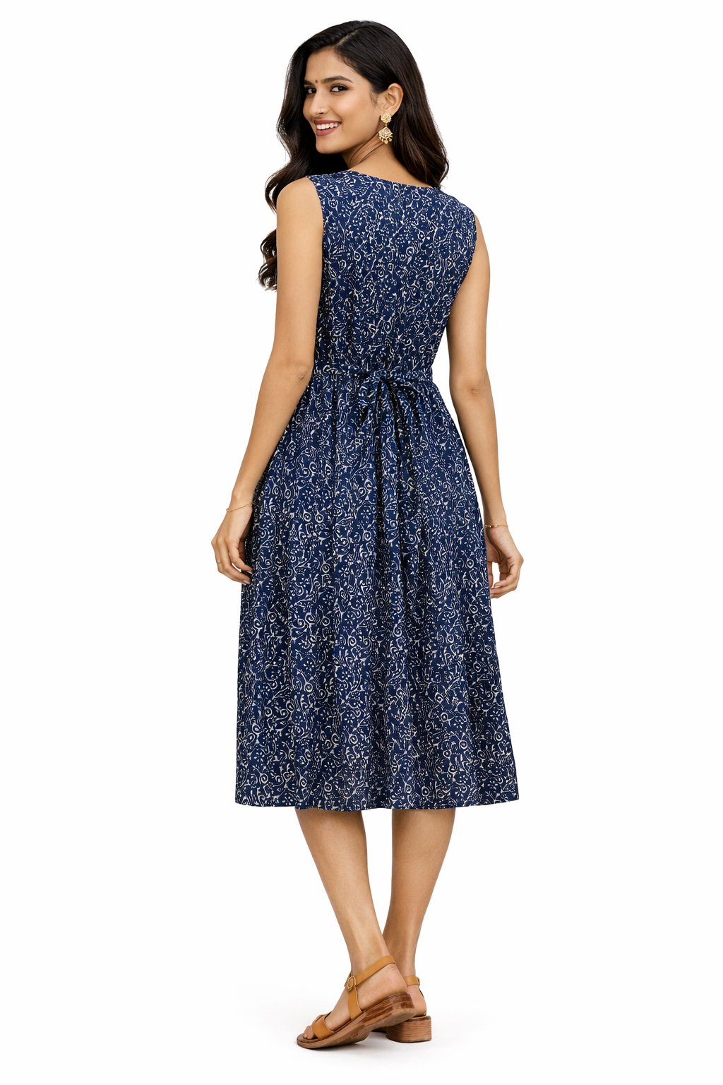 TUNIC PATTERN SMALL FLORAL PRINT - NAVY BLUE 201F