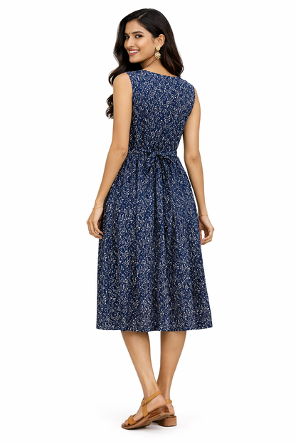 TUNIC PATTERN SMALL FLORAL PRINT - NAVY BLUE 201F