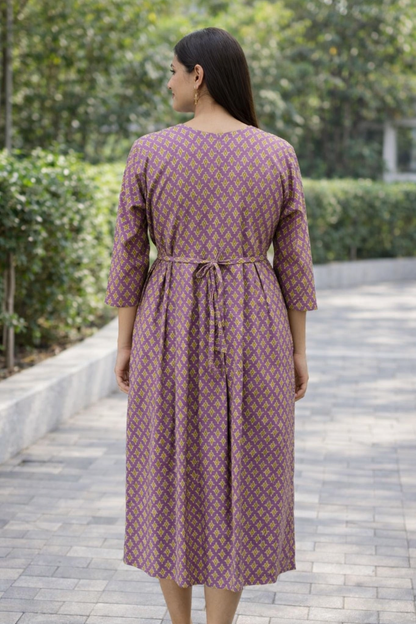 FEEDING GOWN - SMALL MOTIF PRINT - LILAC - FGH15