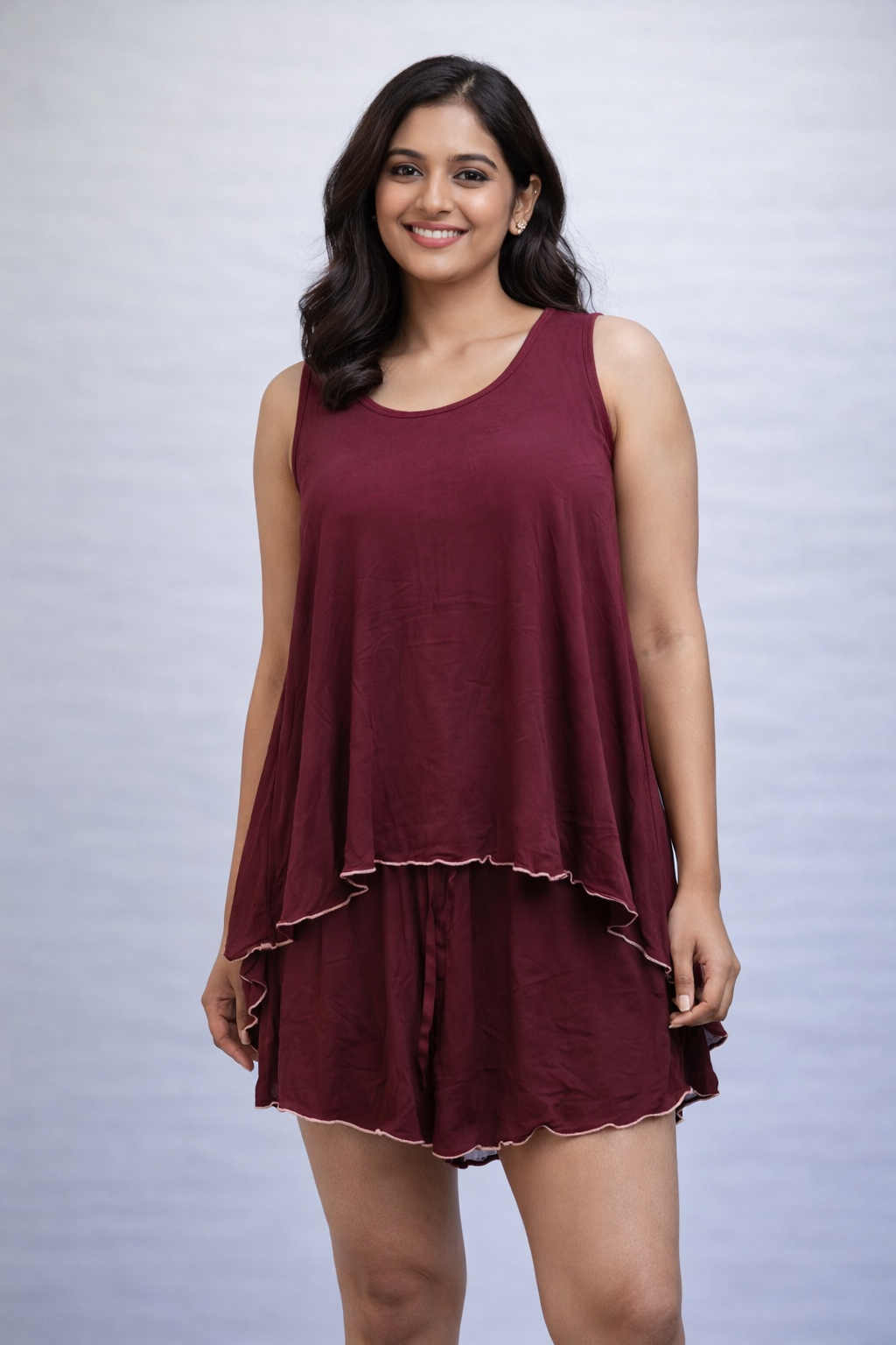 TENCIL SHORT SET - MAROON
