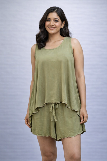 TENCIL SHORT SET - MARSHY GREEN