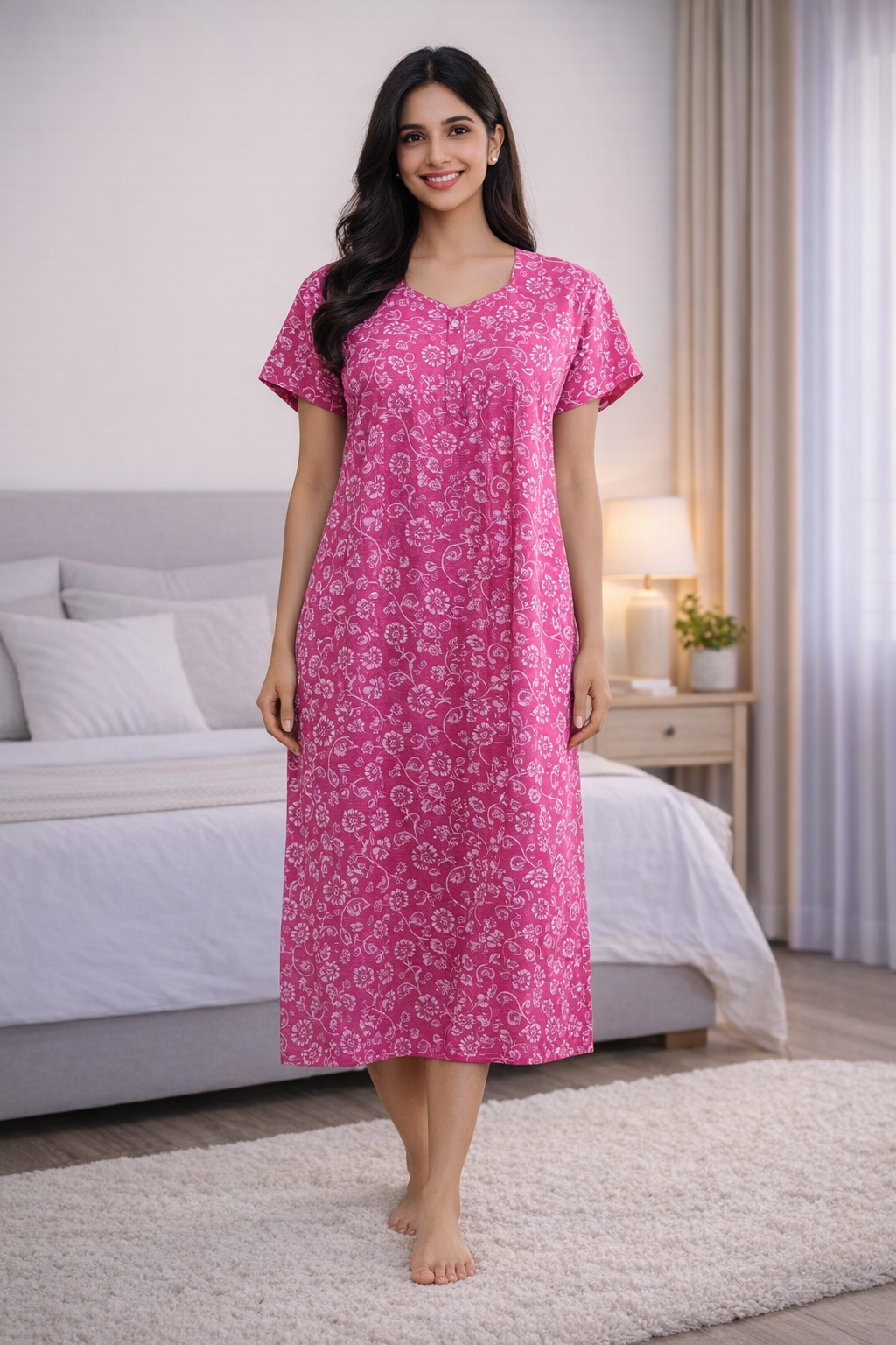 3/4 NIGHTY - PINK - 201A - 52