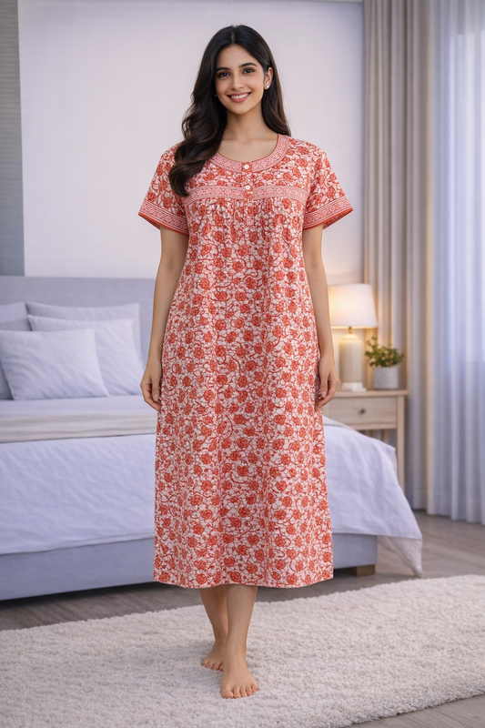 3/4 NIGHTY - ORANGE ON WHITE- 201A - 63