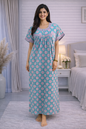 PLEATED FULL LENGTH REGULAR - CIRCLE PRINT- SKY BLUE, PINK & GREEN - 405 - P2