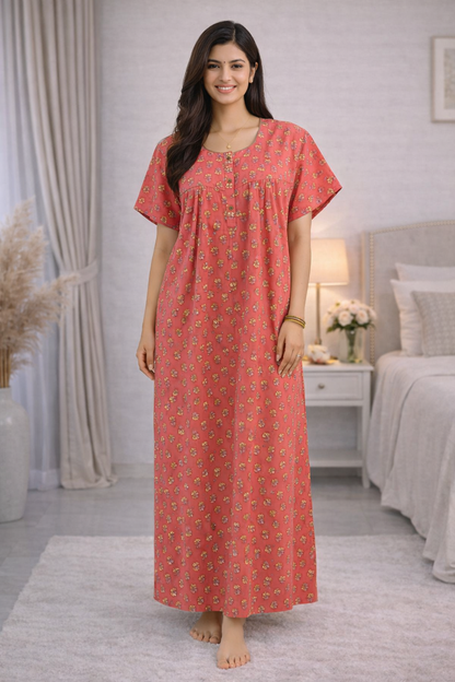 PLEATED FULL LENGTH REGULAR - MOTIF PRINT- PEACH, LAVENDER, BLUE & PINK - 405 - P14