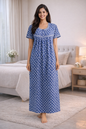 PLEATED FULL LENGTH MEDIUM - FLORAL PRINT- BLUE - 401E i