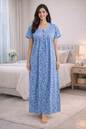 PLEATED FULL LENGTH MEDIUM - DOTTED PAISLEY PRINT- SKY BLUE, LIME GREEN & PINK - 401Ed