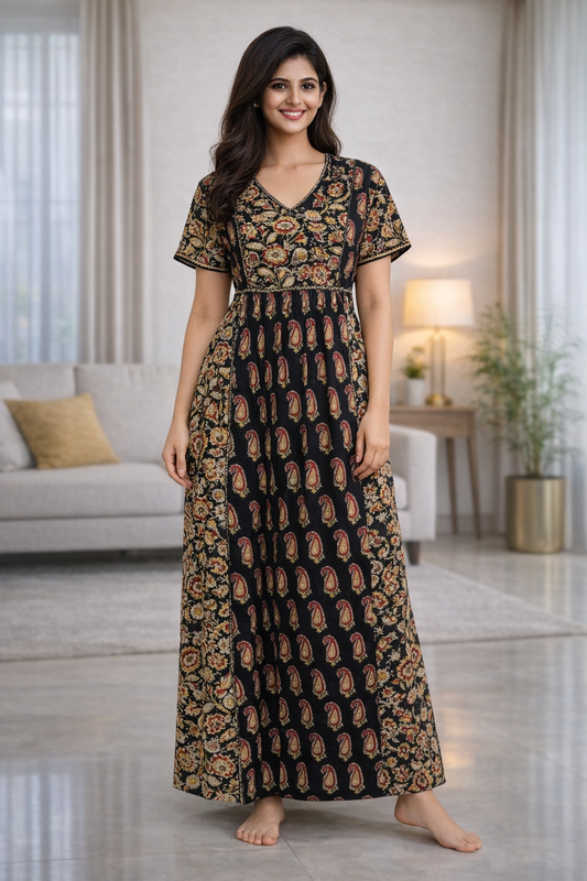 A - line Belt pattern - Floral print - Black - 550B07