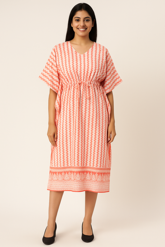 Half Khaftan – Floral print - Light Orange - SK02