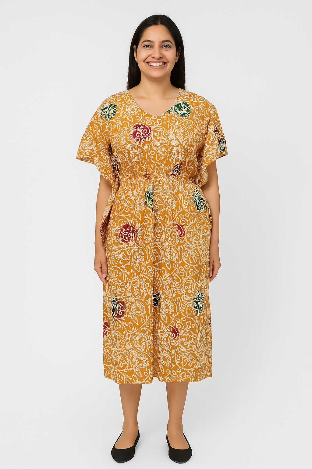 Half Khaftan – Batik print - Mustard Yellow - SK02