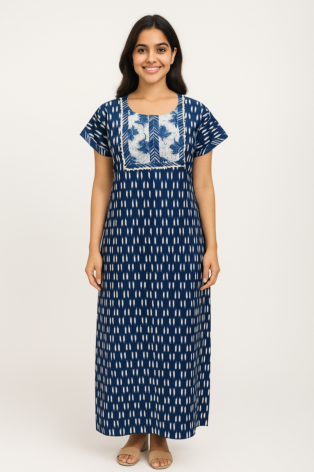 A - line Slim Fit Gown – Modern Fusion - Classic Blue, Indigo & Navy Blue - 550S05