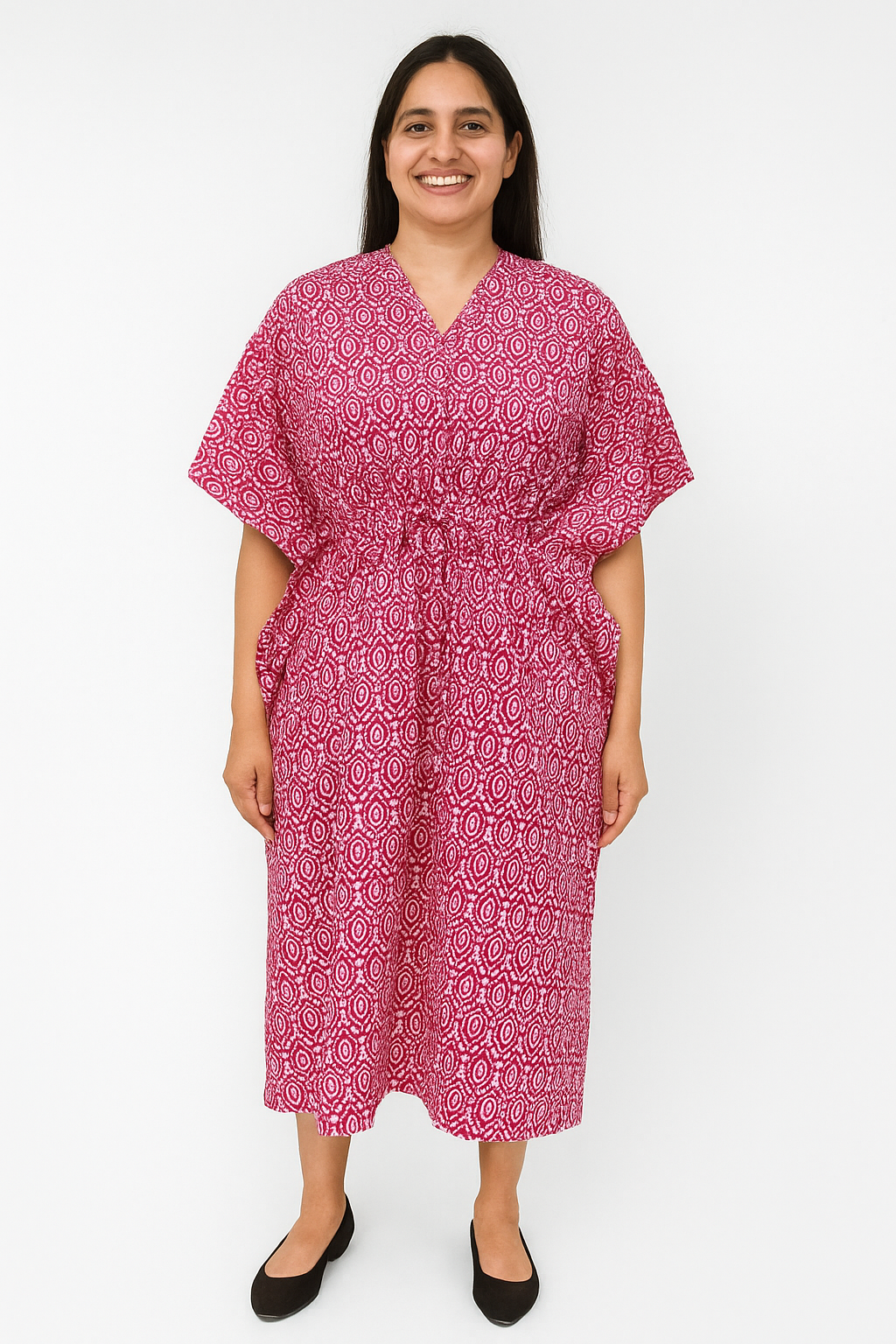 Half Khaftan – Petal print - Magenta, Navy Blue, Orange & Green - SK02