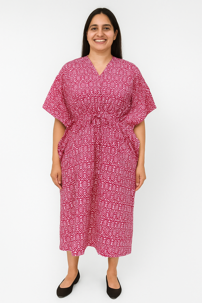 Half Khaftan – Petal print - Magenta, Navy Blue, Orange & Green - SK02