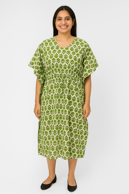 Half Khaftan – Motif print - Green, Orange & Blue - SK02