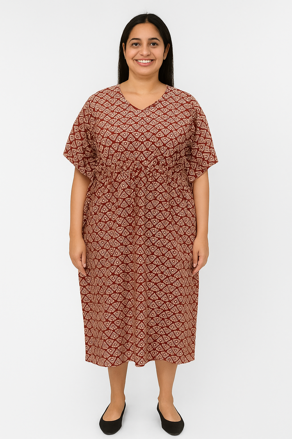 Half Khaftan – Leaf Motif print - Brown, Wine, Green & Navy Blue - SK02