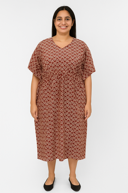 Half Khaftan – Leaf Motif print - Brown, Wine, Green & Navy Blue - SK02