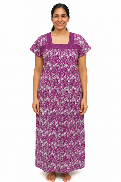 A - line Lace pattern - Floral Vine print - Purple, Green, Dark Pink, Yellow & Orange - 550LQ02