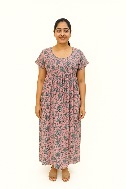 Smocking Frock Pattern - Cotton Kalamkari print - 601-E