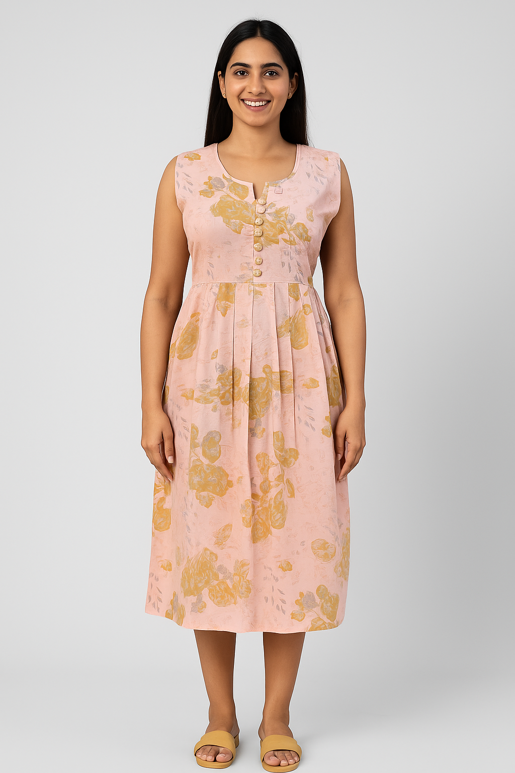 TUNIC PATTERN – PINK WITH MUSTARD FLORAL 201F