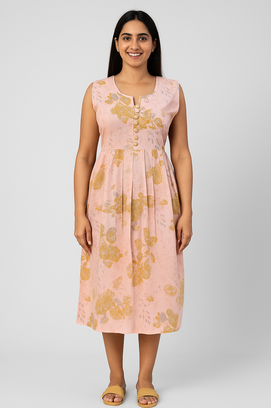 TUNIC PATTERN – PINK WITH MUSTARD FLORAL 201F