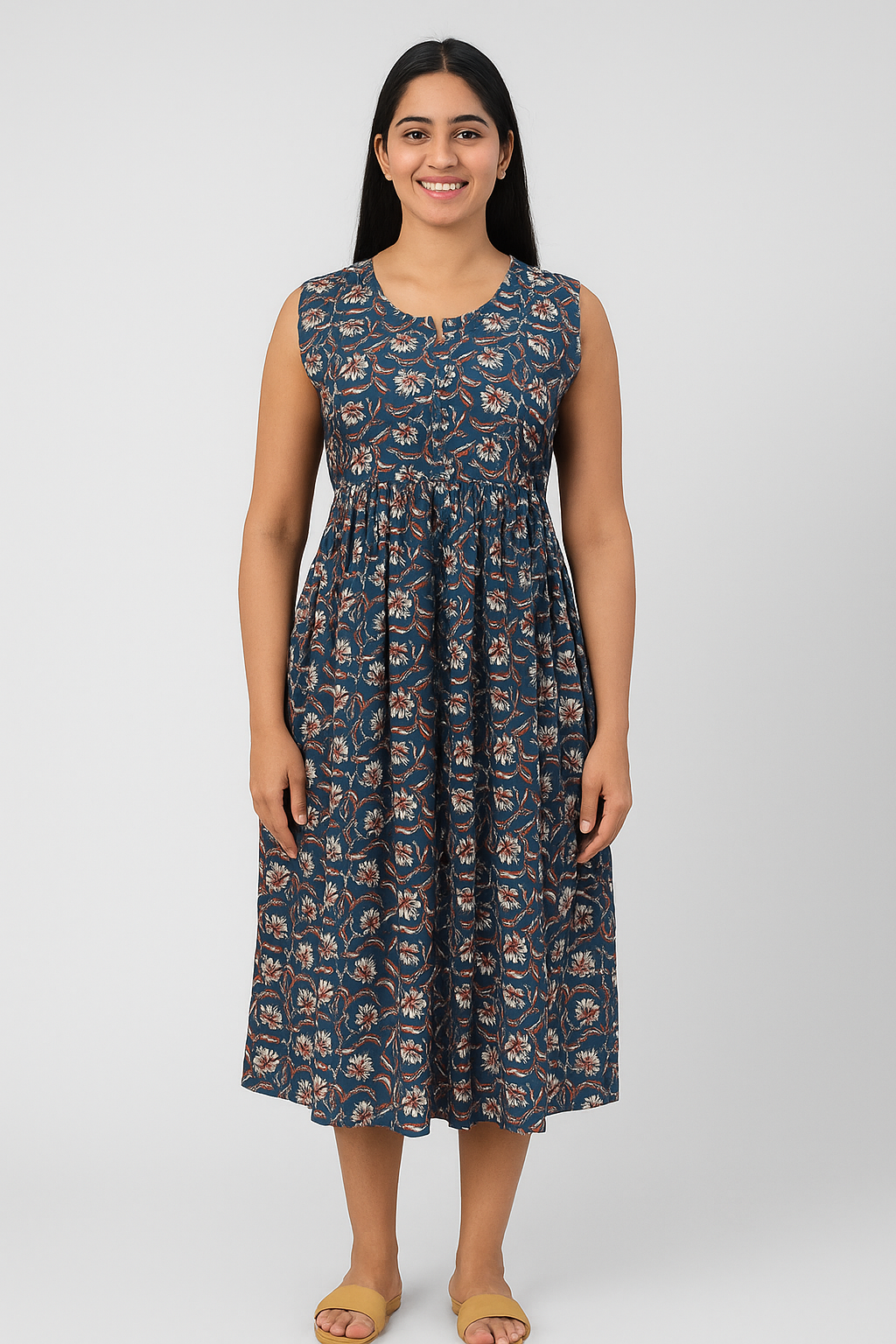 TUNIC PATTERN - KALAMKARI NAVY BLUE