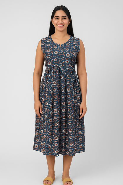 TUNIC PATTERN - KALAMKARI NAVY BLUE