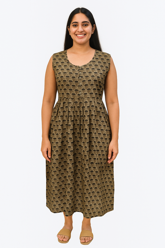 TUNIC PATTERN - FLORAL MOTIF - MARSHY GREEN 201F