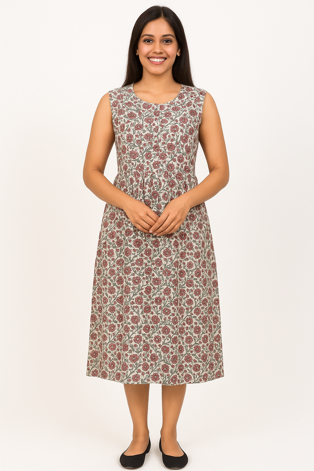 TUNIC PATTERN - KALAMKARI - PASTEL GREEN- 201F