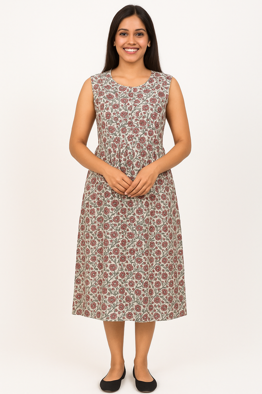 TUNIC PATTERN - KALAMKARI - PASTEL GREEN- 201F
