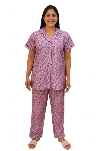 PAJAMA SET FRONT BUTTON SATIN XL - PJSA01
