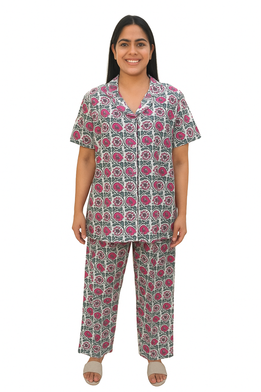 PAJAMA SET FRONT BUTTON COTTON 2XL - PJFBB7
