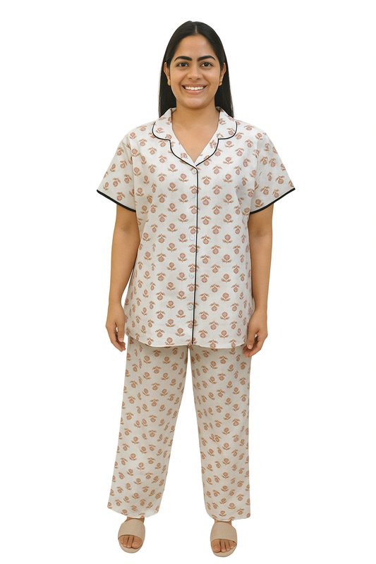 PAJAMA SET FRONT BUTTON COTTON 2XL - PJFBB10