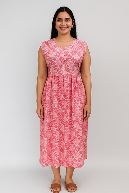 TUNIC PATTERN – BANDHANI PRINT - PINK 201F