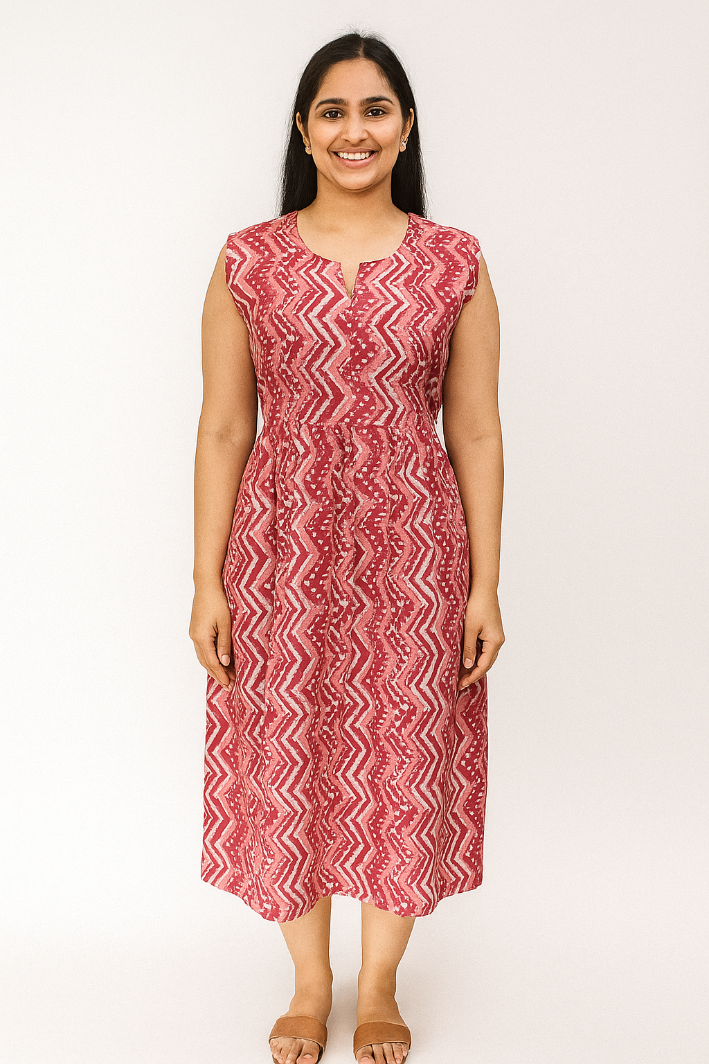 TUNIC PATTERN ZIGZACK WITH DOT PRINT- PINK 201F
