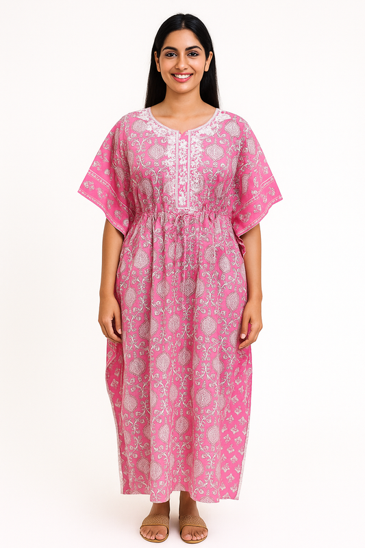 Khaftan – Full Length, Paisley & Floral Light Pink - 610G