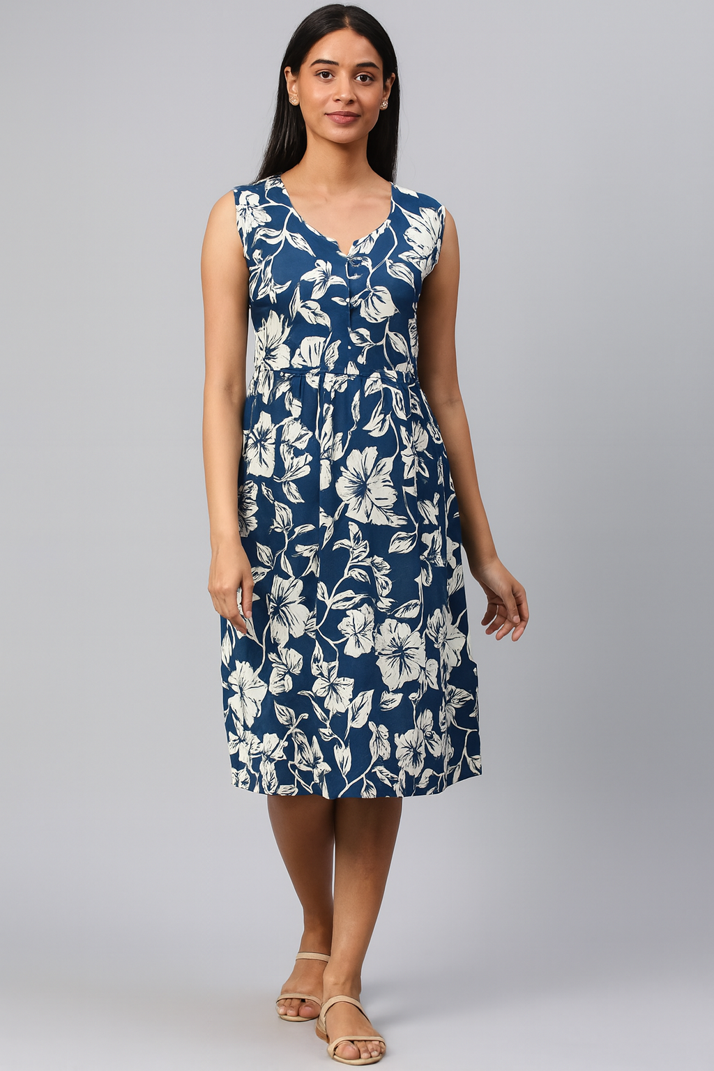 TUNIC PATTERN BIG FLORAL- CLASSIC BLUE 201F