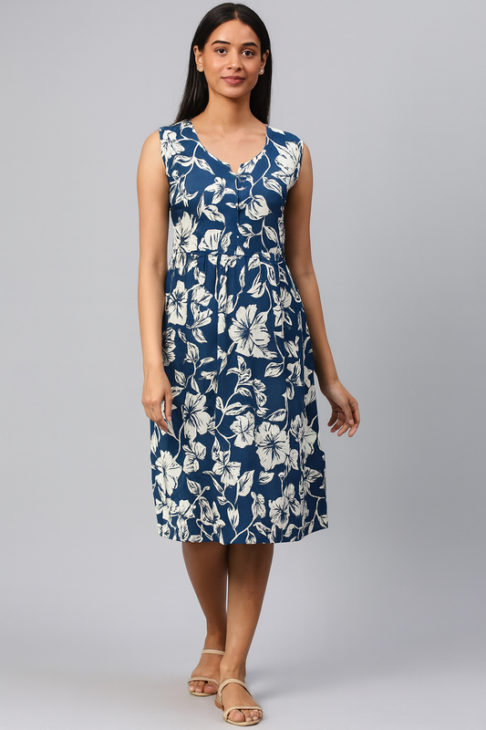 TUNIC PATTERN BIG FLORAL- CLASSIC BLUE 201F