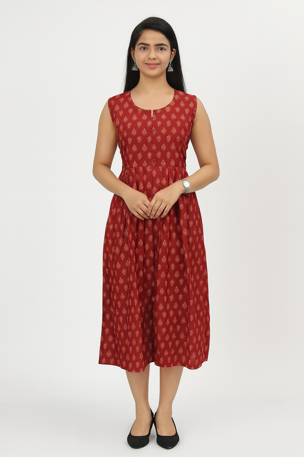 TUNIC PATTERN MOTIF PRINT - BROWN 201F