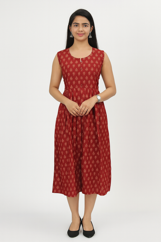 TUNIC PATTERN MOTIF PRINT - BROWN 201F