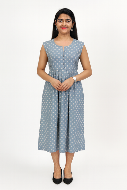 TUNIC PATTERN FLORAL PRINT - LIGHT GREY 201F