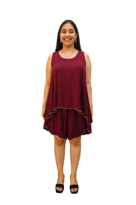 TENCIL SHORT SET - MAROON