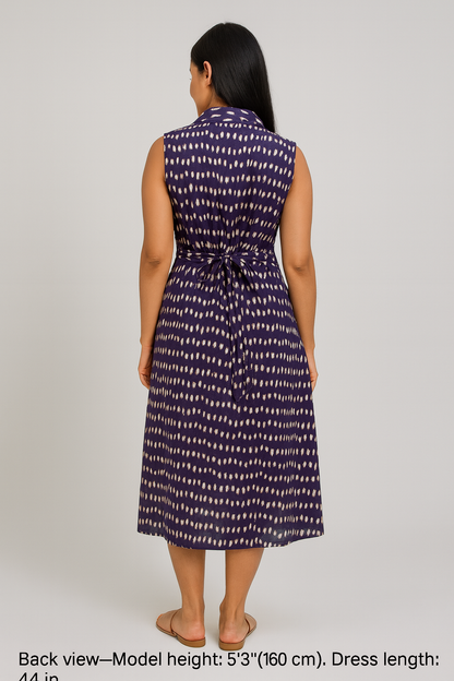 TUNIC COLLAR PATTERN - IKAT PRINT - PURPLE - 201Fa