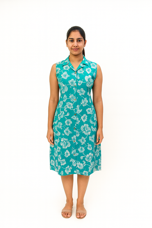 TUNIC COLLAR PATTERN - LILY - SEA GREEN - 201Fa