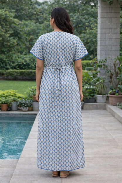 A - LINE BELT PATTERN - FLORAL PRINT - BLUE, MUSTARD, PINK & DARK PINK ON CREAM BASE - 550B04